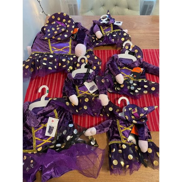 Lot of 6 Dog Halloween Witch Costumes, Small- X-Large Sizes, NEW